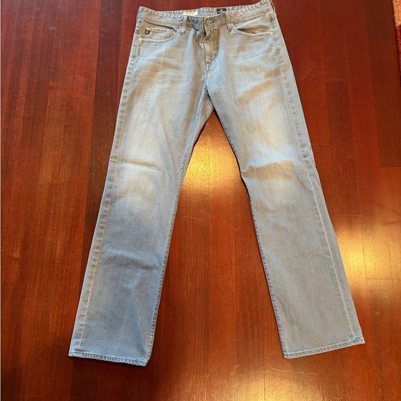 AG Men's washed grey Straight Jeans